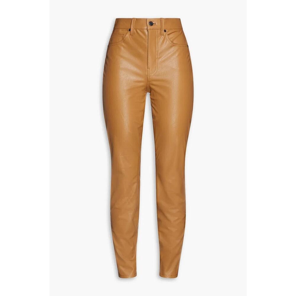 Veronica Beard Maera Cognac Vegan Leather High Rise Ankle Pants Size 2 - Picture 3 of 6